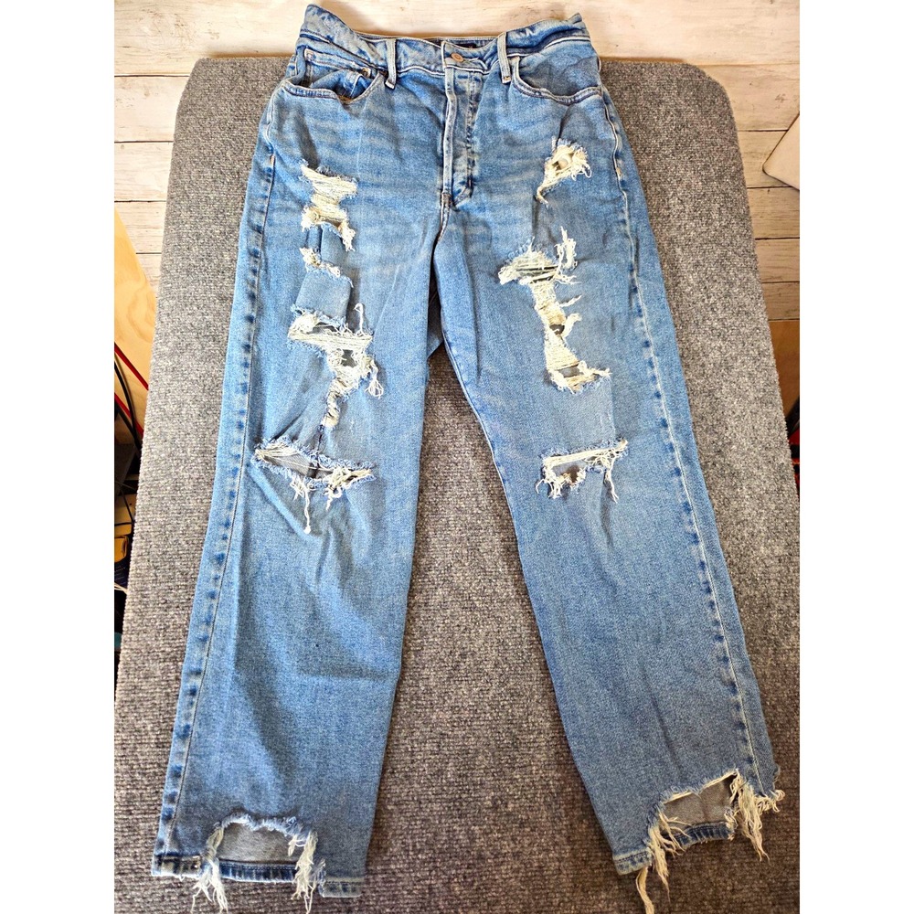 Hollister Womens 11S Curvy Ultra High Rise Straight Distressed Jeans W30 L25